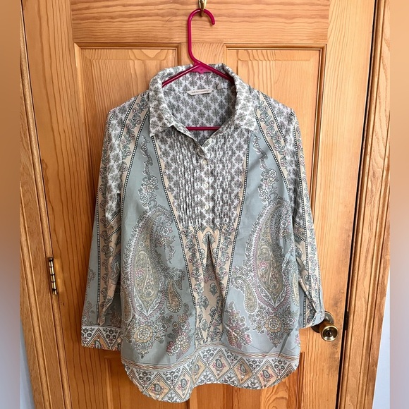 Soft Surroundings Paisley Print Women's Top 100% Cotton size PM Cottagecore Gift - Picture 3 of 10